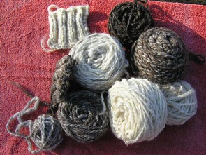 Balls of hand spun jacob fleece