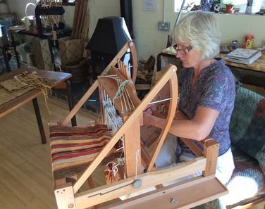 Fiona weaving in her studio